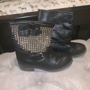 Studded black boots
